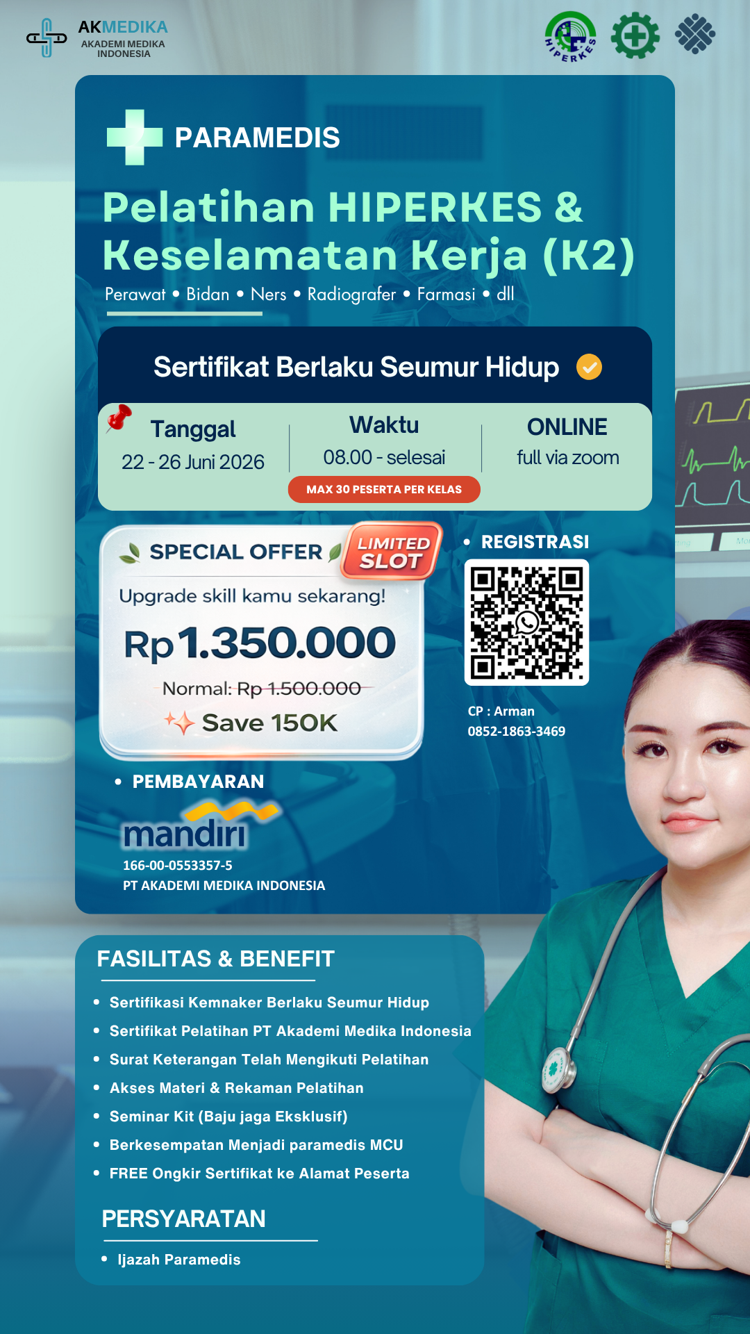 Pelatihan Hiperkes dan KK Khusus Paramedis Periode Juni
