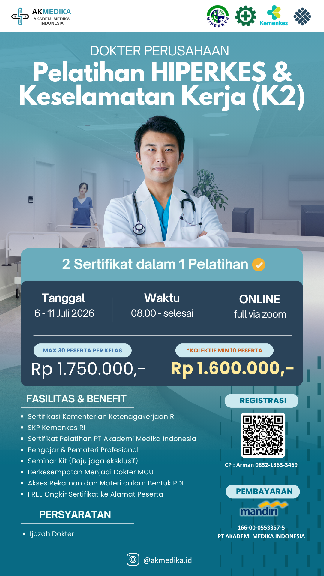 Pelatihan Hiperkes dan KK Khusus Dokter Periode Juli