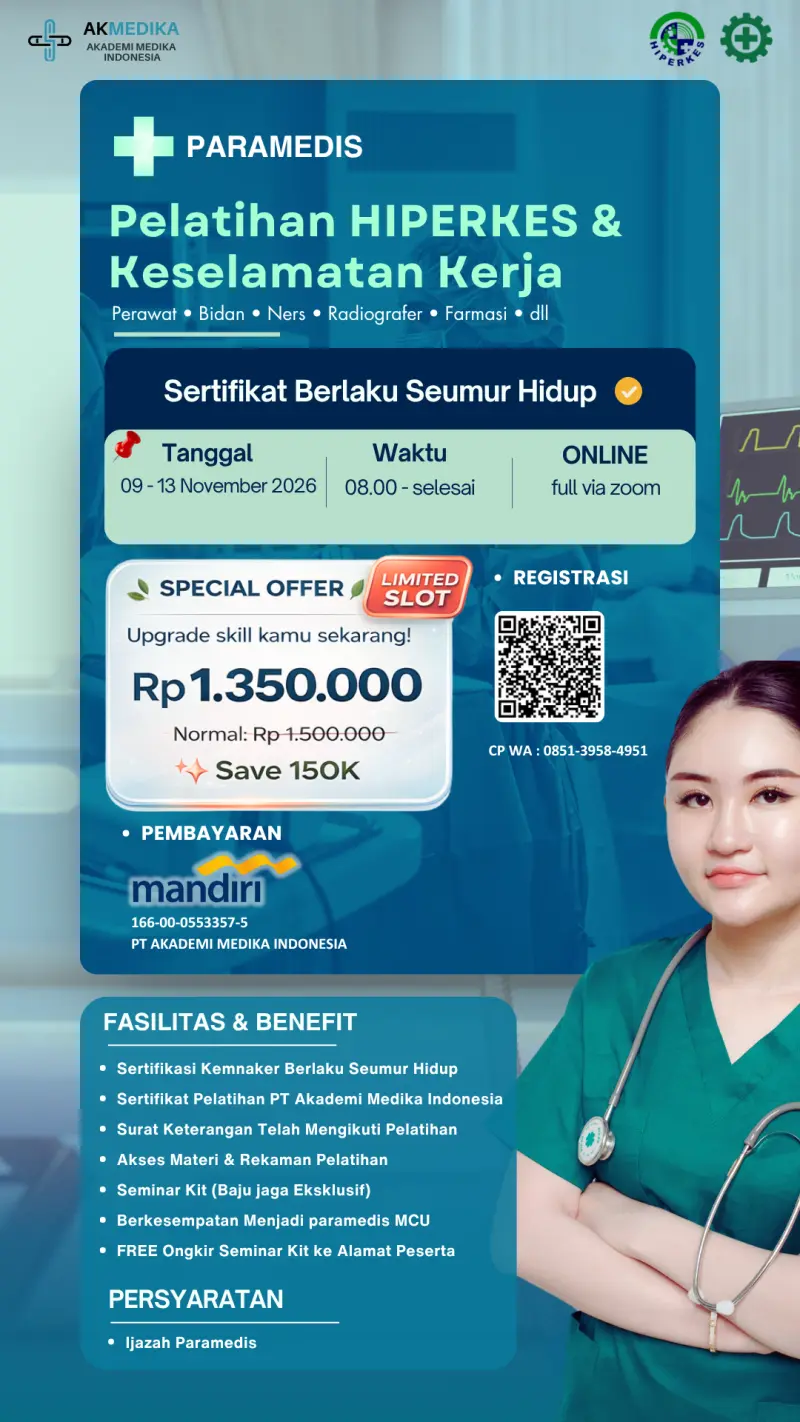Poster Pelatihan Hiperkes dan KK Khusus Paramedis Periode November Batch 1 Kelas B