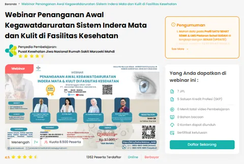 Poster Webinar Penanganan Awal Kegawatdaruratan Sistem Indera Mata dan Kulit di Fasilitas Kesehatan