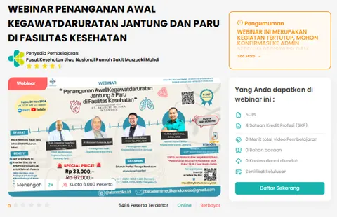 Poster Webinar Penanganan Awal Kegawatdaruratan Jantung dan paru di Fasilitas Kesehatan