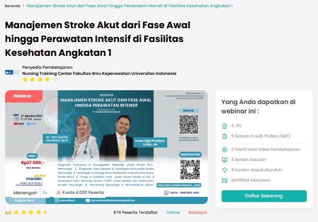 Poster Manajemen Stroke Akut dari Fasel Awal hingga Perawatan Intensif di Fasilitas Kesehatan
